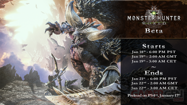Monster Hunter World beta time horaires