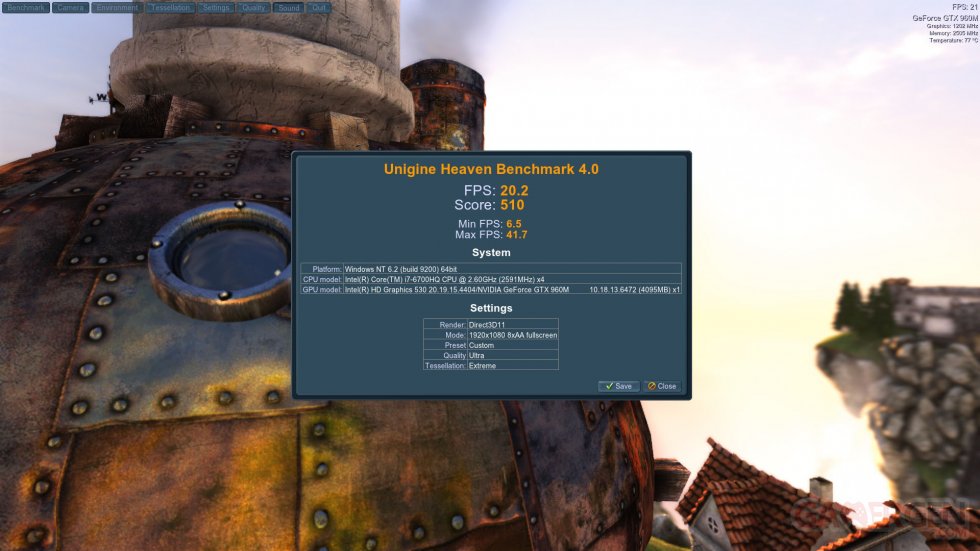 MSI Gaming 24 6QE 4K All in One AIO Benchmark AIOG24-Unigine Heaven