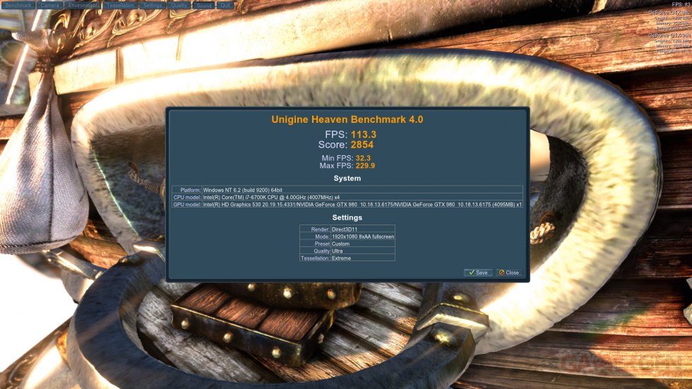 MSI Vortex G65 Test Avis Review Benchmark Unigine Heaven