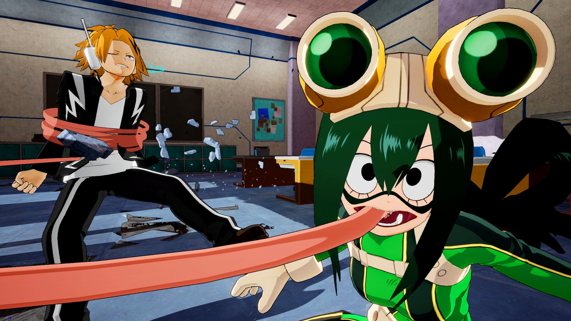 My Hero Academia One's Justice Tsuyu, Denki et Momo