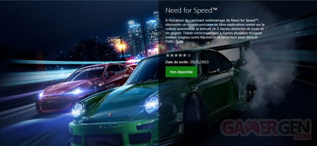Need for Speed 2015 page banner
