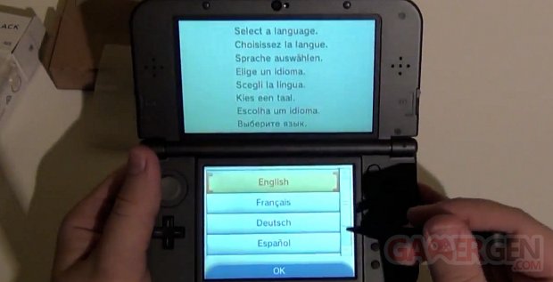 New Nintendo 3DS XL menu langue