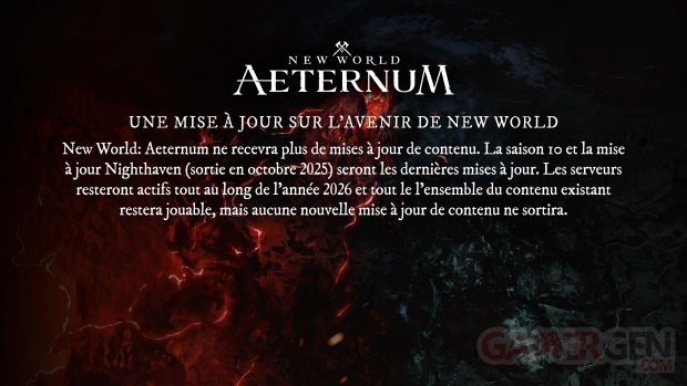 New World Aeternum Fin mise à jour