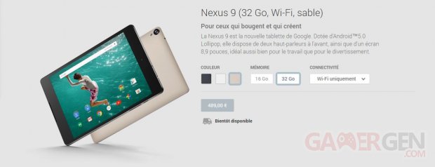 nexus 9 google play store sable bientot disponible