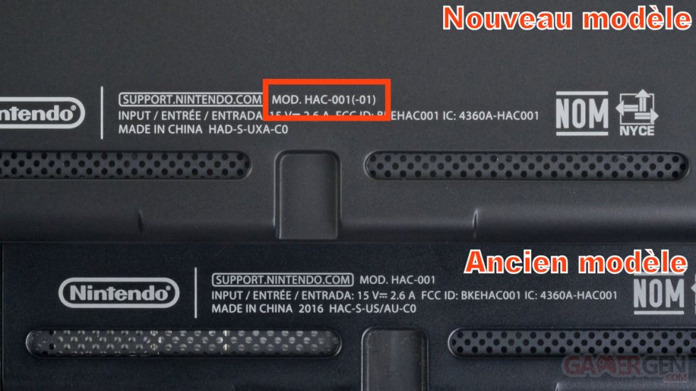 NIntendo Switch Modele Numero Image