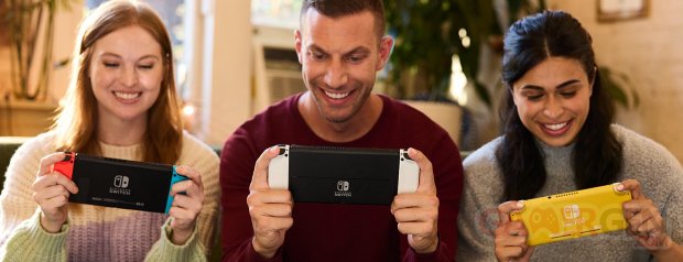 Nintendo Switch modèle OLED 06 7 2021 console hardware blanc lifestyle head 13