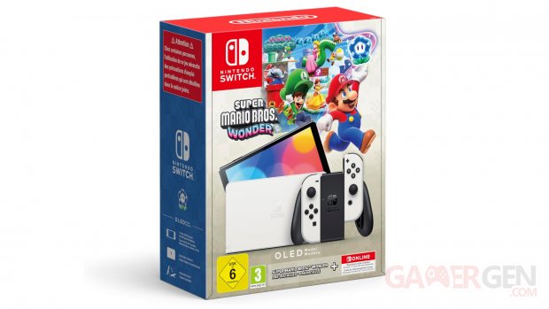 Nintendo Switch   Modèle OLED Super Mario Bros Wonder Pack bundle console