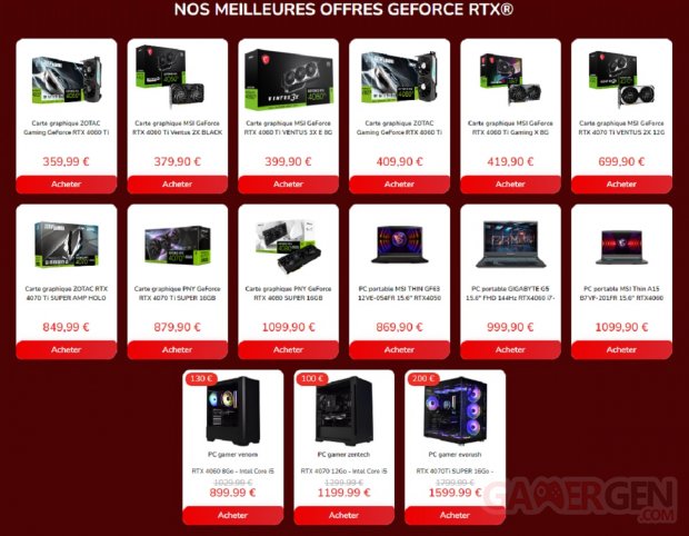 NVIDIA GeForce RTX Promotions Bon plan GROSBILL