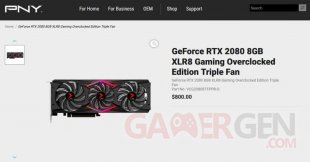 NVIDIA PNY GeForce RTX 2080 XLR8 pricing 1000x524