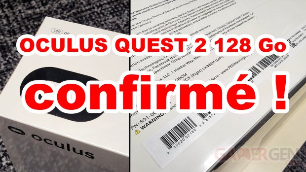 Oculus Quest 2 128 Go Gb confirmé