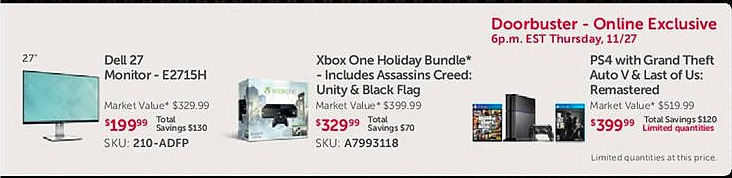 Offre Dell Thanksgiving Xbox One PS4