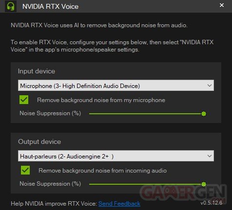 Parametres Nvidia RTX Voice