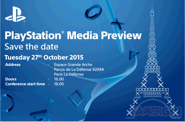 PlayStation Media Preview invitation Paris Games Week 2015