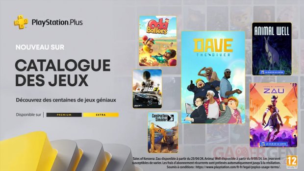 PlayStation Plus Extra Premium avril 2024