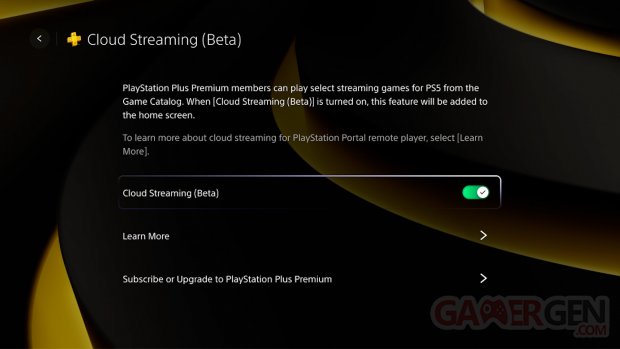 PlayStation Portal Streaming Cloud Menu Bêta