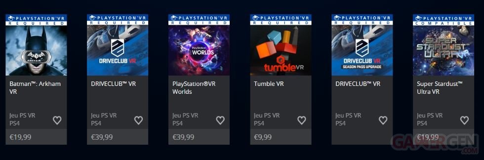 PlayStation VR - Liste Jeux