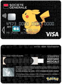 Pokémon Carte bancaire Société Général Pikachu 01 26 07 2018
