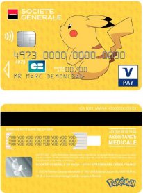 Pokémon Carte bancaire Société Général Pikachu 02 26 07 2018