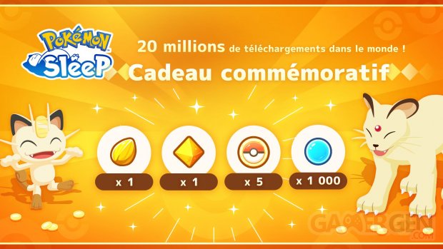 Pokemon Sleep 20 Million Downloads Gift FR