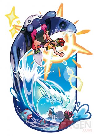 Pokémon Ultra Soleil Ultra Lune surf Démanta artwork 22 09 2017