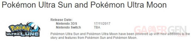 Pokémon Ultra Soleil Ultra Lune Switch 06 06 2017