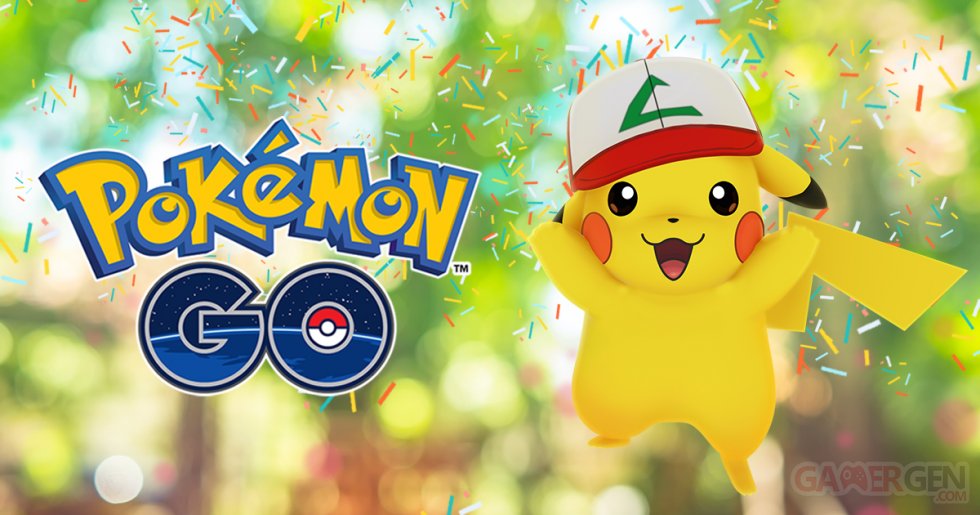 Pokémon GO PoGO anniversaire event Pikachu Sacha casquette
