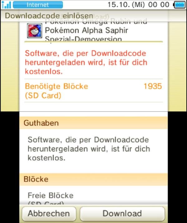 Pokémon Rubis Oméga et Saphir Alpha demo version essai