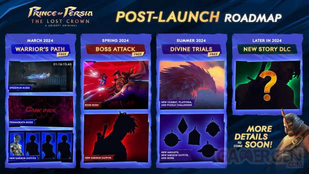 Prince of Persia The Lost Crown roadmap contenu post lancement 13 03 2024