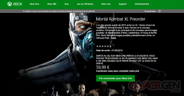 Prix Mortal Kombat XL