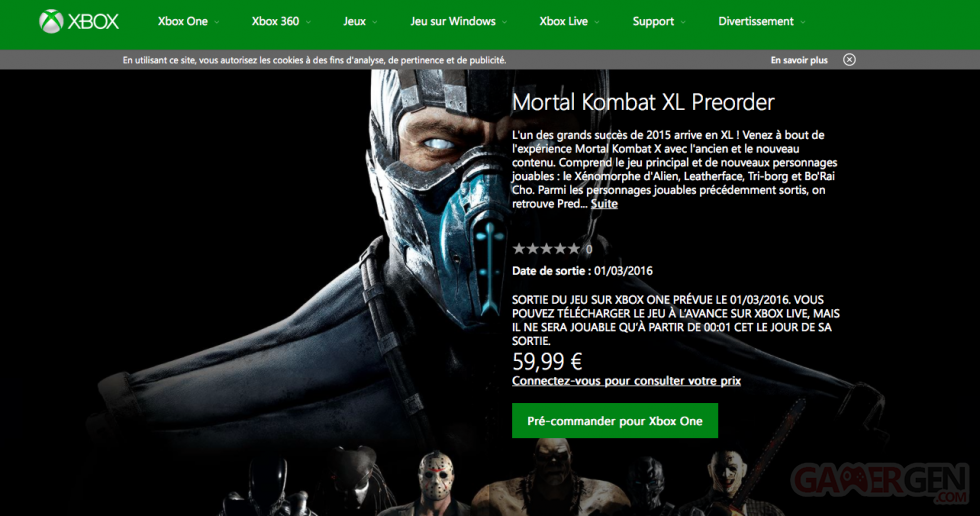 Prix Mortal Kombat XL