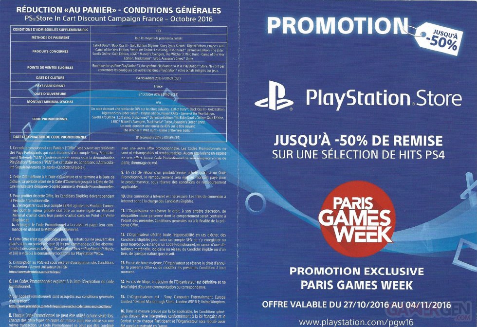 Promotion PSN Exclusivité Paris Games Week 01