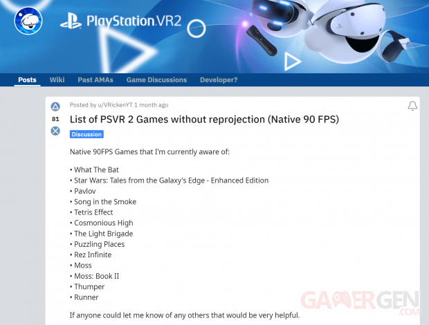 PSVR 2 90 Hz Native Games