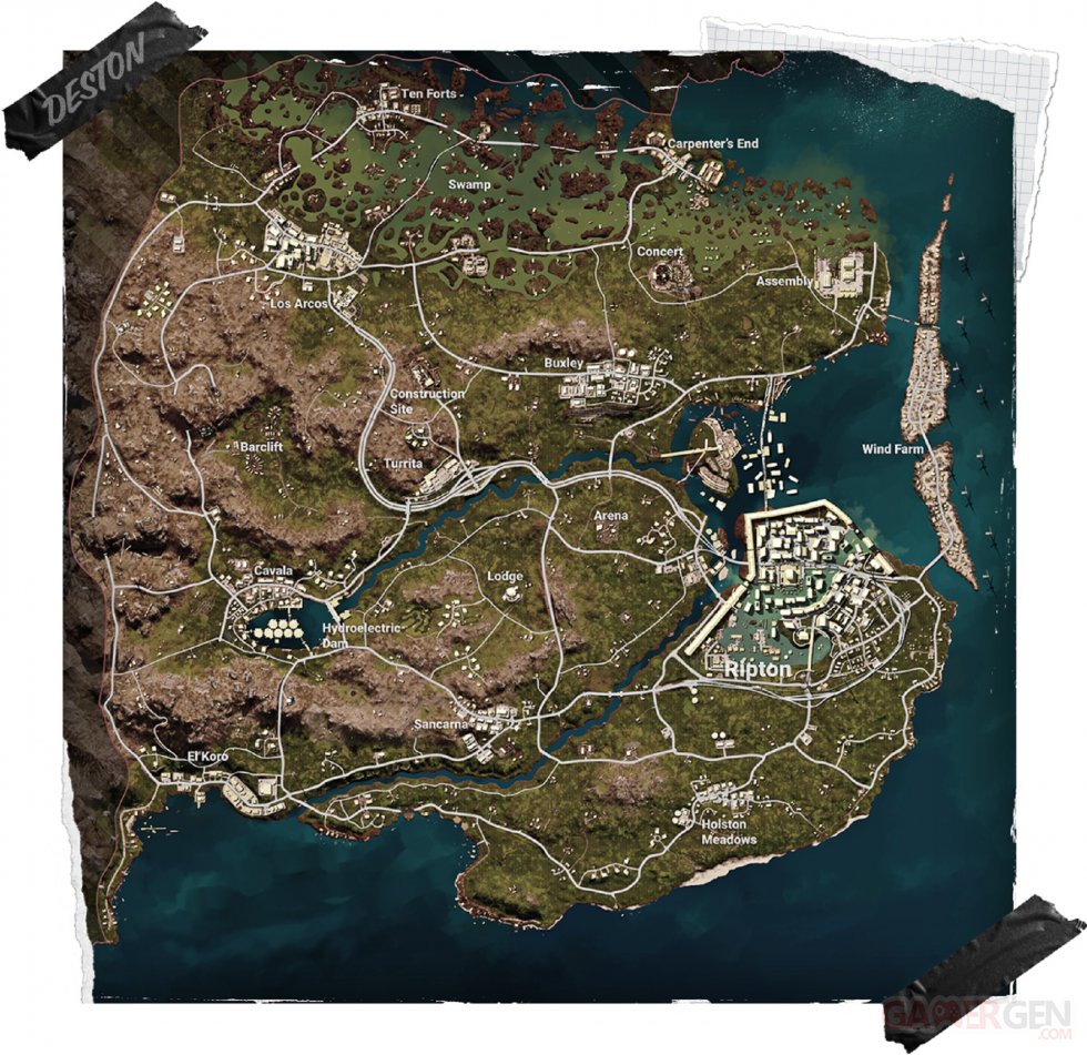 PUBG Battlegrounds Deston Carte Map