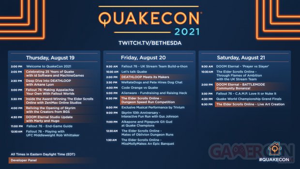 QuakeCon 2021 programme calendrier dates