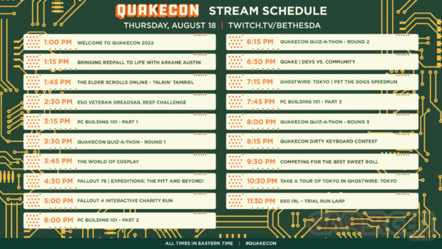 QuakeCon 2022 planning programme calendrier