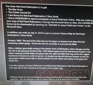Red Dead Redemption 2 bonus précommande 03 06 2018