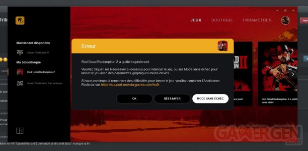 Red Dead Redemption 2 launcher problème