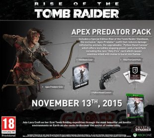Rise of the Tomb Raider 04 08 2018 édition limitée apex predator pack