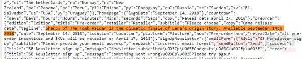 Shadow of the Tomb Raider code source date sortie 14 03 2018