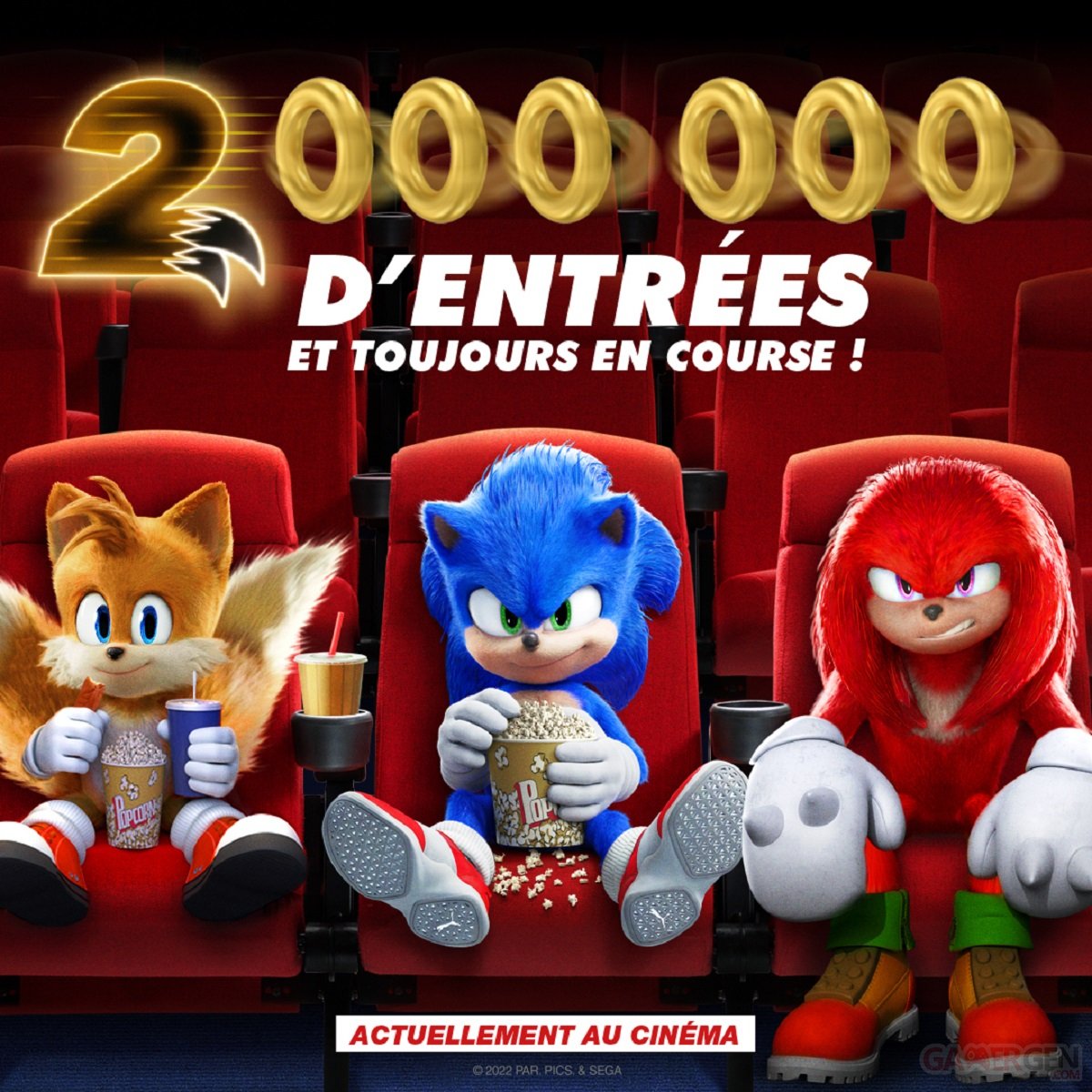 CINEMA : Sonic 2, le film, deux millions d'entrées en France et de gros  chiffres au box-office mondial - GAMERGEN.COM