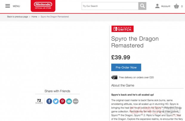 Spyro Reignited Trilogy Switch 