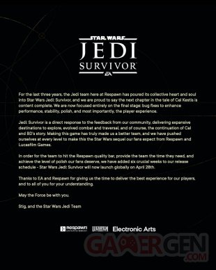 Star Wars Jedi Survivor report 31 01 2023