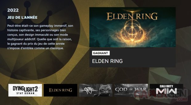 Steam Awards 2022 GOTY Elden Ring Jeu Année