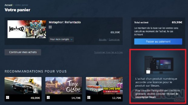 Steam PC Boutique Panier Licence numérique