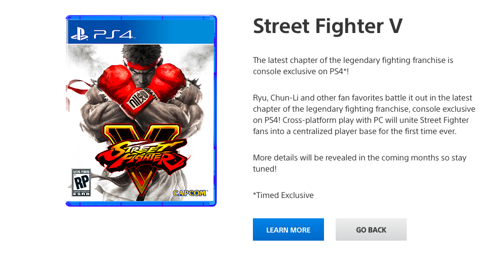 Street Fighter V exclusivite? temporaire