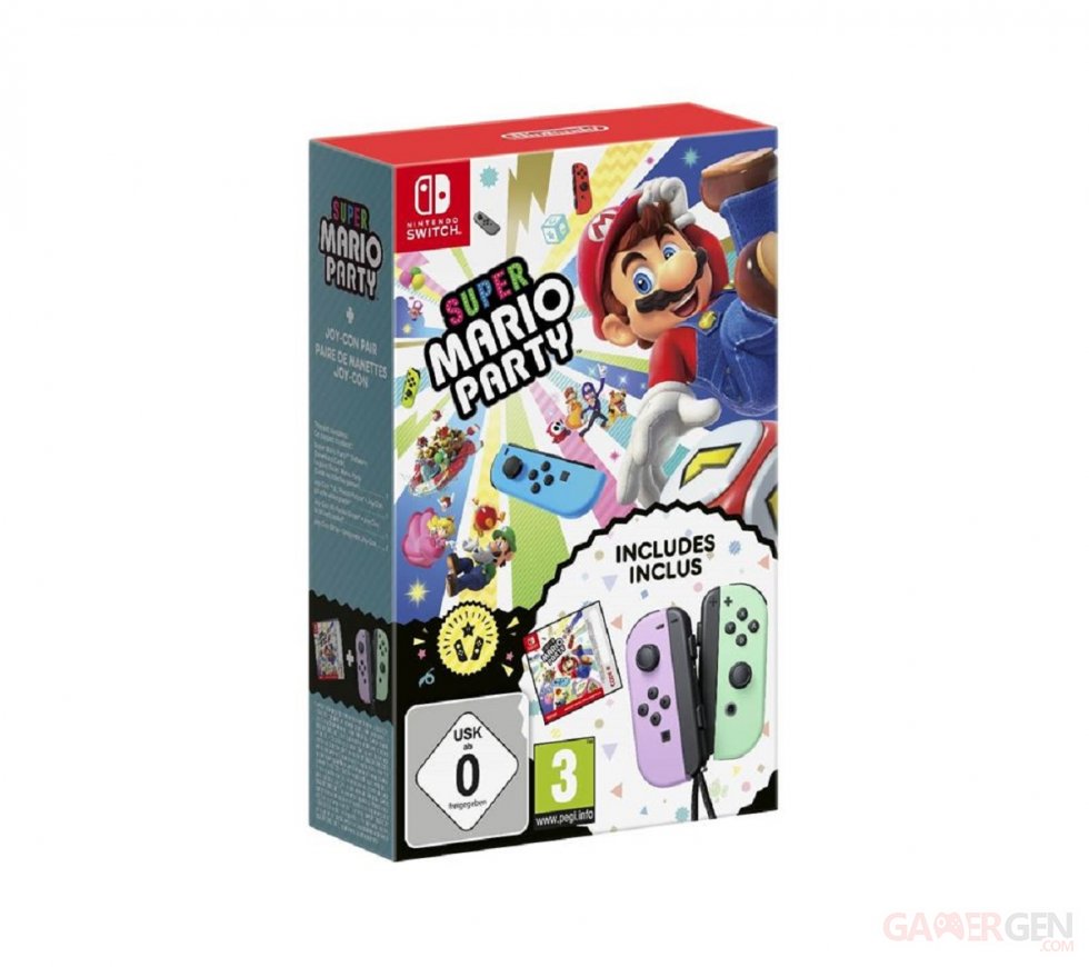 Super Mario Party + Paire de manettes Joy-Con Violet Pastel & Vert Pastel - Édition Bundle