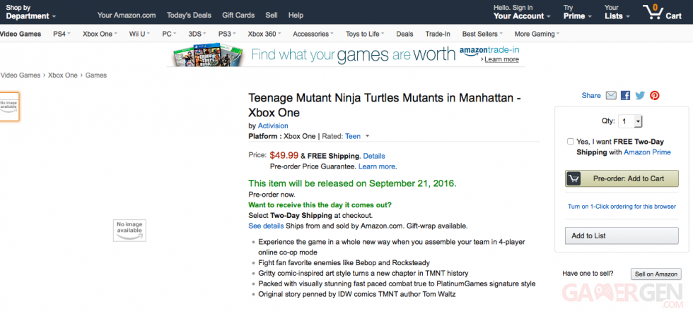 Teenage Mutant Ninja Turtles Mutants in Manhattan prix PS3