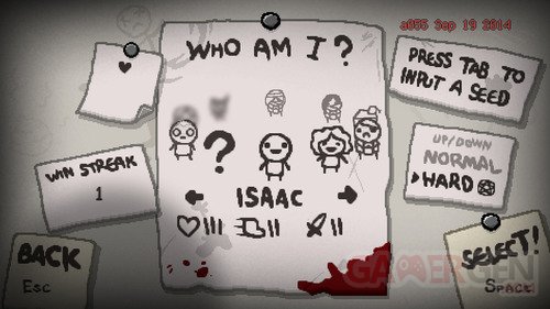 the binding of isaac rebirth selection personnage