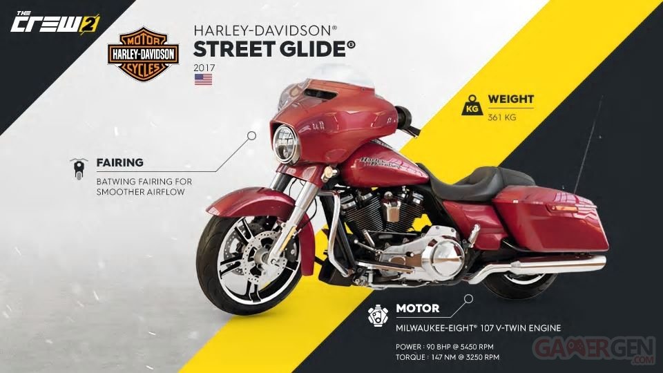 The Crew 2 la HarleyDavidson Street Glide 2017 nous fait voir du