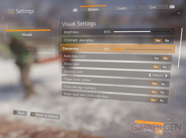 The Division options visuelles